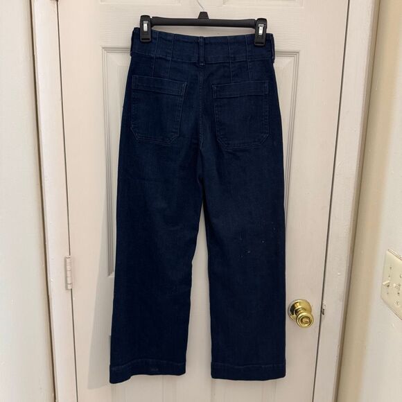 Maeve by Anthropologie Colette Wide Leg Jeans Size 25 Dark Wash Pockets - Picture 3 of 6